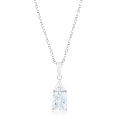 Classic Cubic Zirconia Sterling Silver Drop Necklace - P50176RS-C01