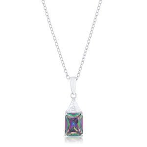 Classic Mystic Cubic Zirconia Rhodium Drop Necklace - P50176R-C19