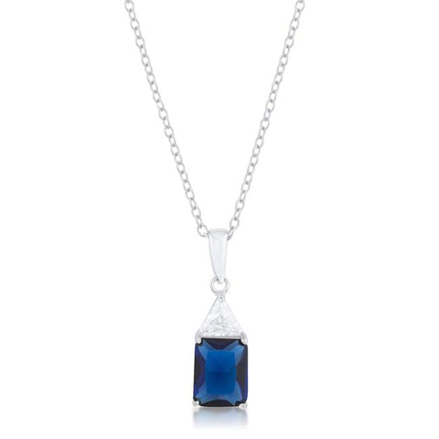 Classic Sapphire Cubic Zirconia Sterling Silver Drop Necklace - P50176RS-C30