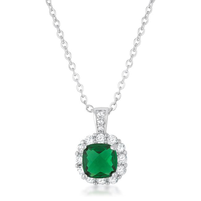 Liz 2.6ct Emerald CZ Rhodium Classic Necklace - P50178R-C40