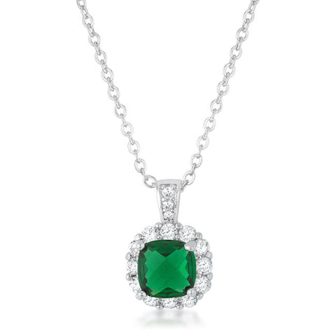 Liz 2.6ct Emerald CZ Rhodium Classic Necklace - P50178R-C40