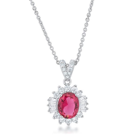 Chrisalee 3.2ct Ruby CZ Rhodium Classic Drop Necklace - P50179R-C17