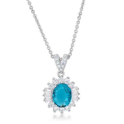 Chrisalee 3.2ct Aqua CZ Classic Drop Necklace - P50179R-C32
