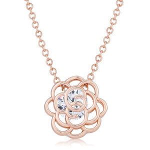 Maya 1.28ct CZ Rose Gold Rose Drop Pendant - P50182A-S01