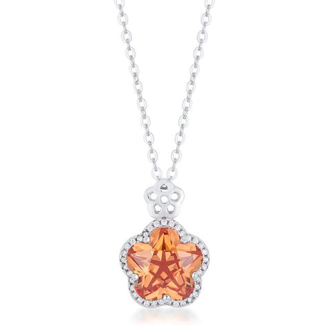 Beautiful Floral Cut Champagne CZ Pendant - P50184R-C72