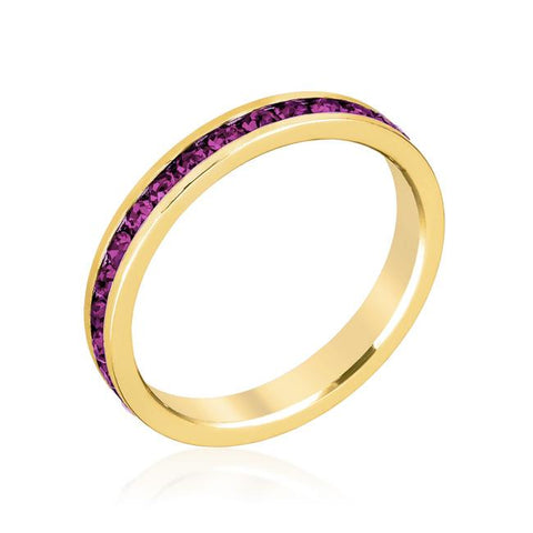 Stylish Stackables with Purple Crystal Ring - R01147G-V20