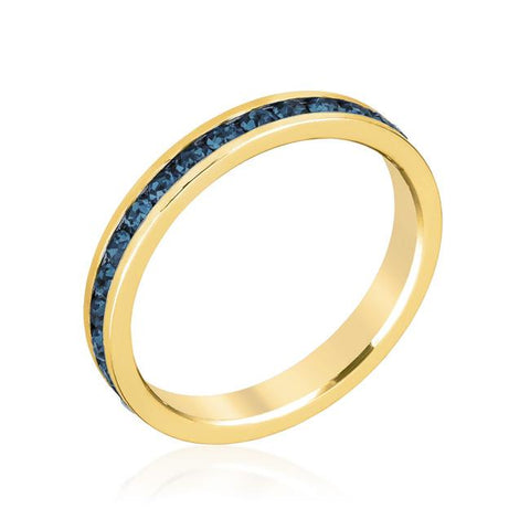Stylish Stackables with Deep Blue Crystal Ring - R01147G-V30