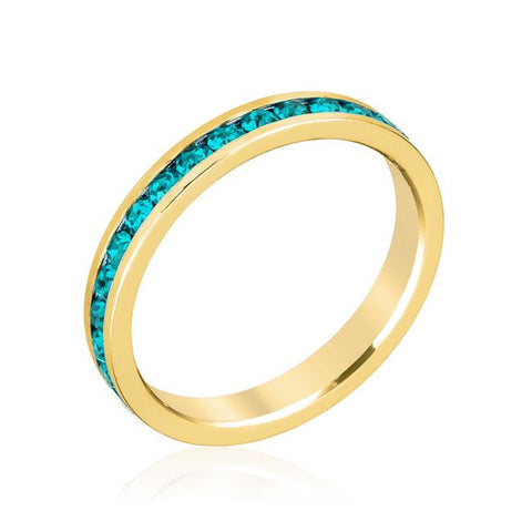 Stylish Stackables Turquoise Crystal Gold Ring - R01147G-V39