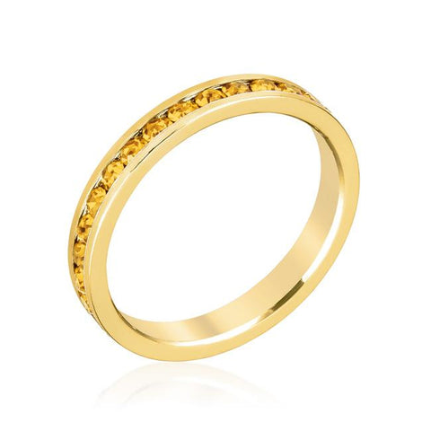 Stylish Stackables Yellow Crystal Gold Ring - R01147G-V61