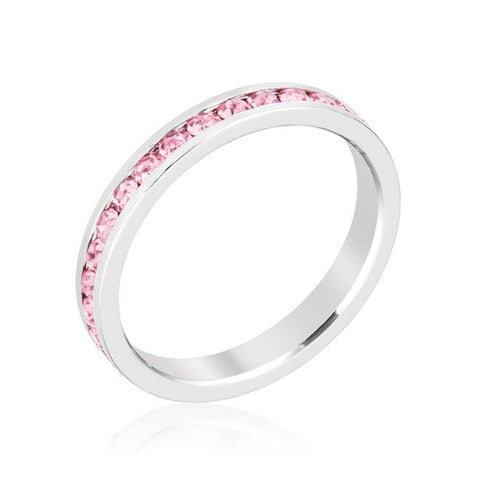 Lucky Silver - Silver Designer Stylish Stackable Pink Crystal Ring _ LOCAL STOCK - LSR-C12