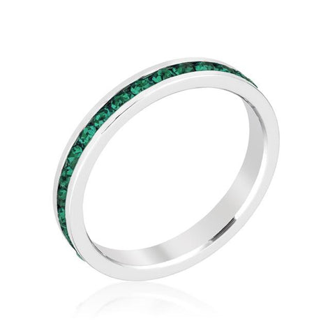 Lucky Silver - Silver Designer Stylish Stackable Emerald Crystal Ring - LOCAL STOCK - LSR-C40