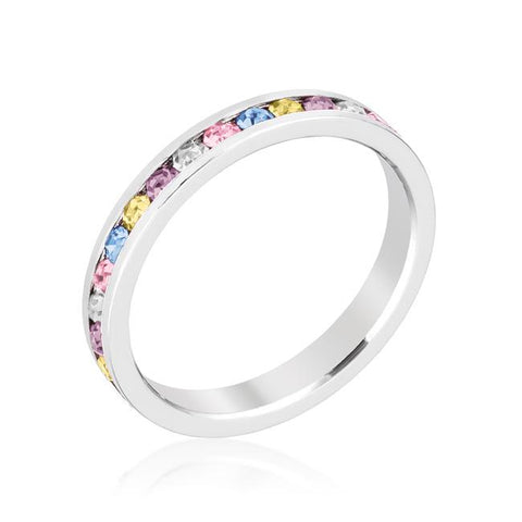 Stylish Stackables Mixed Crystal Ring - R01147R-V01