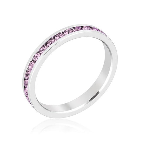 Lucky Silver - Silver Designer Stylish Stackable Eternity Swarovski Crystal Lavender Ring - LOCAL STOCK - LSR-V22