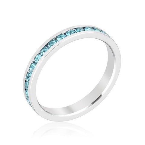 Lucky Silver - Silver Designer Stylish Stackable Crystal Aquamarine Ring -LOCAL STOCK - LSR-V32