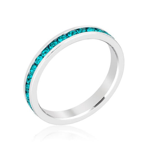 Lucky Silver - Silver Designer Stylish Stackables with Turquoise Crystal Ring - LOCAL STOCK - LSR-V39