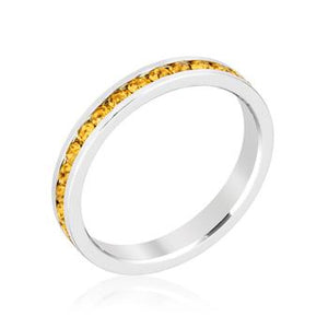 Lucky Silver - Silver Designer Stylish Stackable Yellow Crystal Ring - LOCAL STOCK - LSR-V61