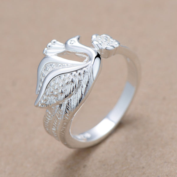 Lucky Silver - Silver Designer Unique Peacock Ring - LOCAL STOCK - LSR030