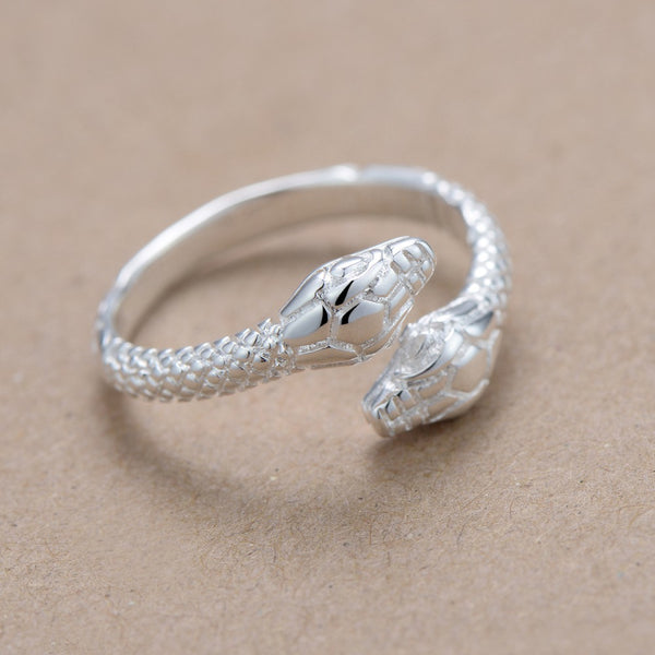 Lucky Silver - Silver Designer Snake Adjustable Ring - LOCAL STOCK - LSR036