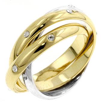 Three Ring Two-tone Finish Eternity Set - R05833T-C02