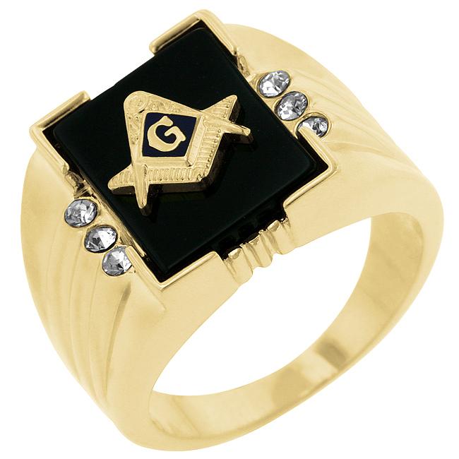 Onyx Masonic Mens Ring - R06239G-V01