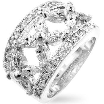 Floral Cubic Zirconia Eternity Ring - R06789R-C01