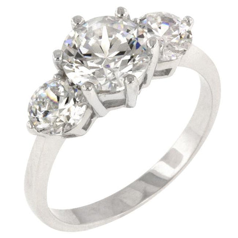 Classic Clear Triplet Engagement Ring - R06936RS-C01