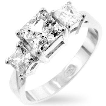 Princess Cut Triplet Anniversary Ring - R07022RS-C01