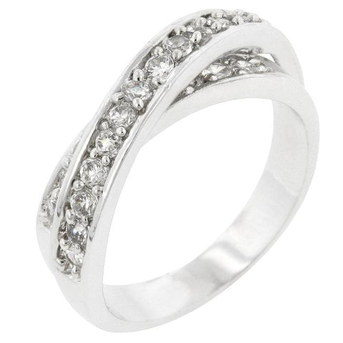 Double Cross Cubic Zirconia Ring - R07076R-C01
