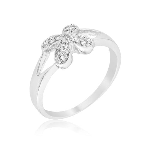 Simple Flower CZ Ring - R07078RS-C01