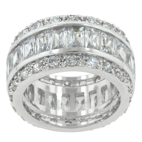 Triple Row White Zircon Eternity Ring - R07234R-C01