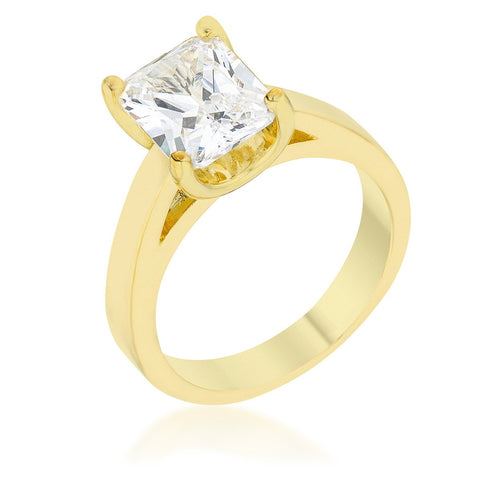 Cubic Zirconia Radiant Solitaire Ring - R07395G-C01