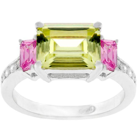 Emerald Cut Triplet Ring - R07403RS-V01