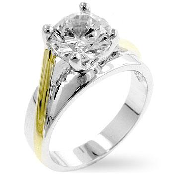 Two-tone Finish Solitaire Engagement Ring - R07536T-C01