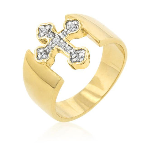 Two-tone Finish Cross Ring - R07544T-C01