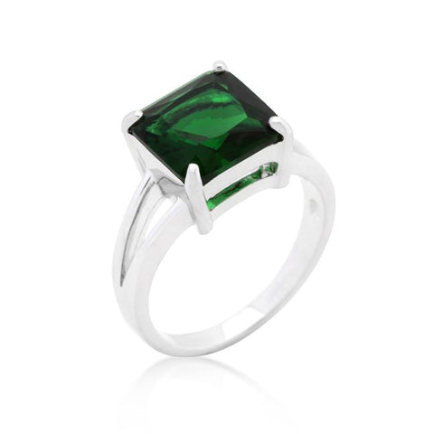 Lucky Silver - Silver Designer Gypsy Ring - Emerald - LSR-S40