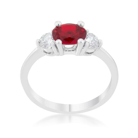 Miranna 1.2ct Garnet CZ Rhodium Classic Oval Ring - R07597R-C10