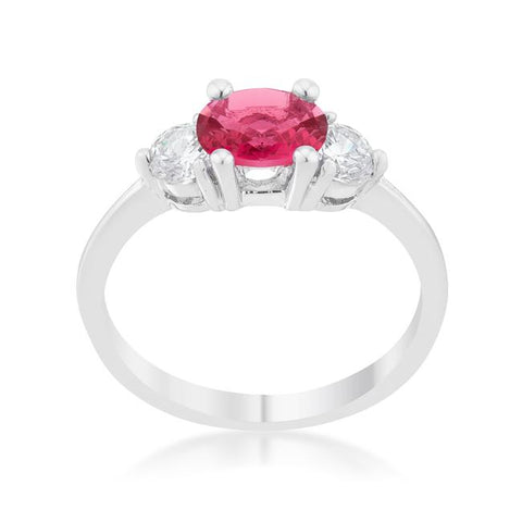 Miranna 1.2ct Fuchsia CZ Rhodium Classic Oval Ring - R07597R-C17