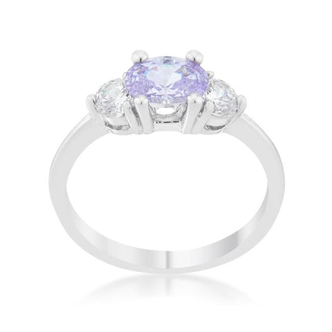 Miranna 1.2ct Lavender CZ Rhodium Classic Oval Ring - R07597R-C22