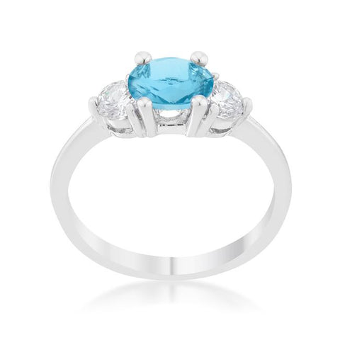 Miranna 1.2ct Blue Topaz CZ Rhodium Classic Oval Ring - R07597R-C31