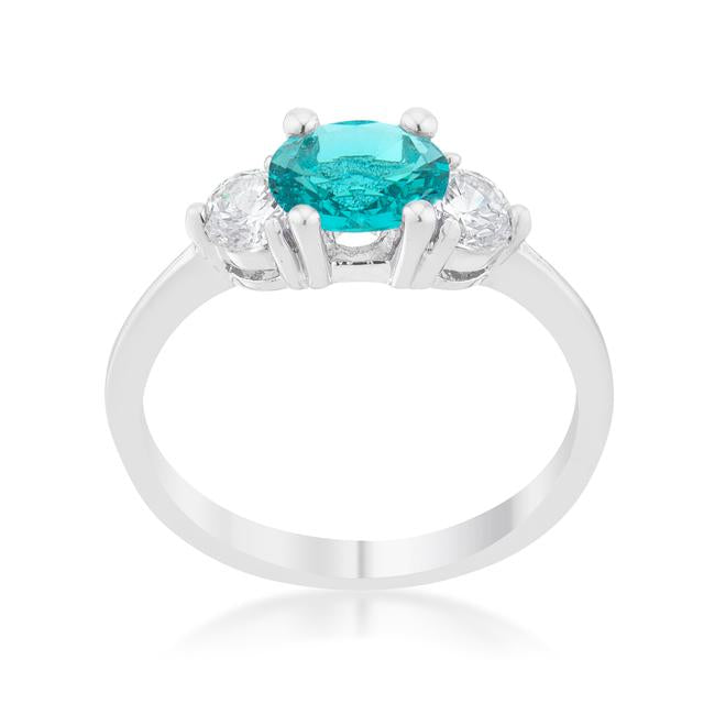 Mariah 1.2ct CZ Rhodium Aqua Simple Classic Ring - R07597R-C32