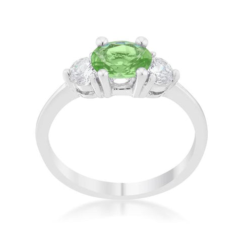 Miranna 1.2ct Peridot CZ Rhodium Classic Oval Ring - R07597R-C41