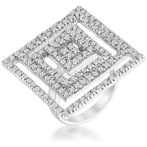 Cubic Zirconia Maze Cocktail Ring - R07608R-C01
