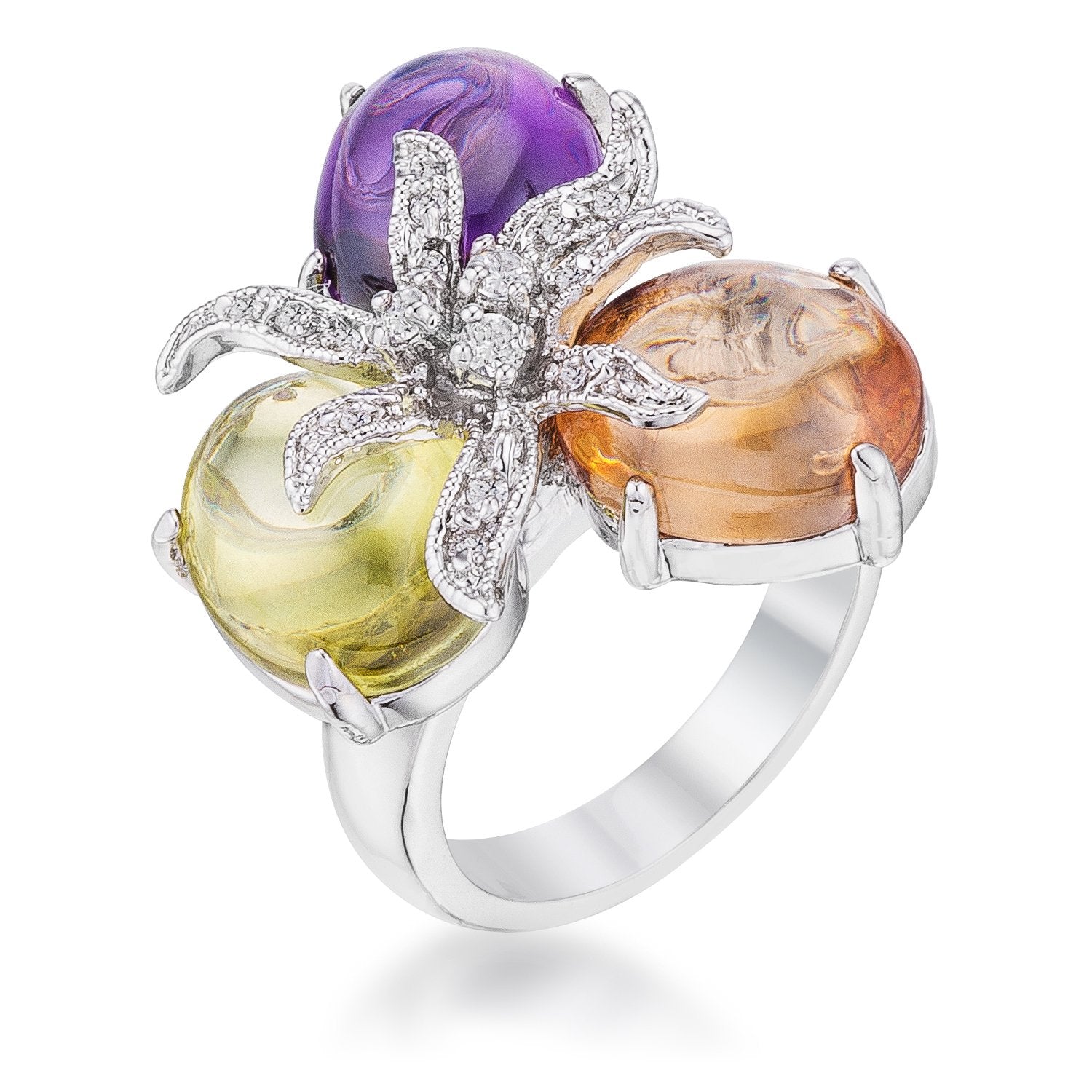 Triple Bead Floral Ring - R07670R-V01