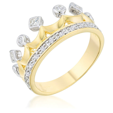 Two Tone Crown Ring - R07672T-C01