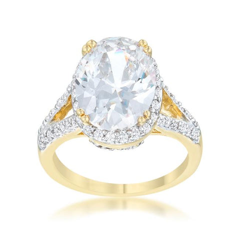 Jasmine 5.65ct CZ Two-Tone Engagement Ring - R07685T-V01