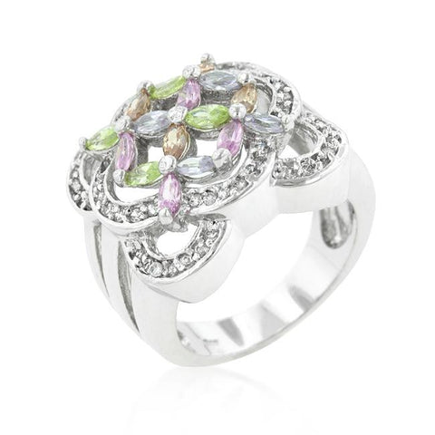 Filigree Floral Crest Ring - R07690R-V01
