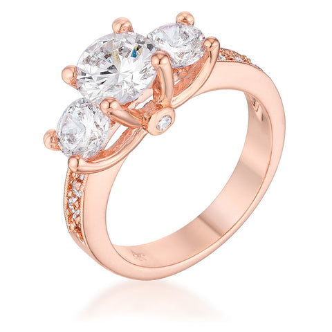 Dazzling Three Stone Engagement Ring with CZ - R07733A-C01