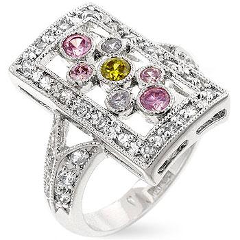 Silver Framed Cocktail Ring - R07770RS-V01