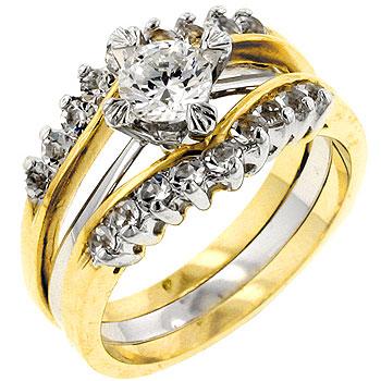 Two Tone Cubic Zirconia Anniversary Ring Set - R07781T-C01