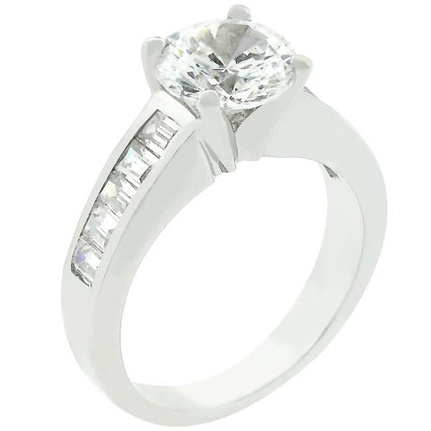 Classic Rhodium Plated Engagement Ring - R07784R-C01